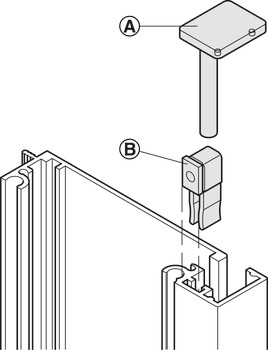 Sliding door fitting, Häfele Slido Vertico 20 VF W, Vorfront – for 1 door