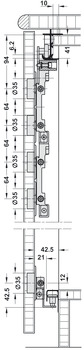 Sliding door fitting, Häfele Slido F-Fold62 40A / 70A, set