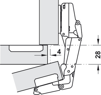 Concealed hinge, Häfele Metalla 510 A/SM 165°, inset mounting