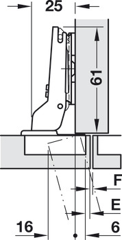 Concealed hinge, Häfele Metalla 510 A/SM 110°, half overlay mounting/twin mounting