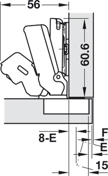 Concealed hinge, Häfele Metalla 510 A/SM 165°, full overlay mounting