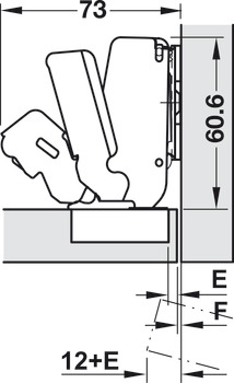 Concealed hinge, Häfele Metalla 510 A/SM 165°, half overlay mounting/twin mounting