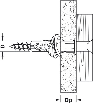 Universal wall plug, fischer UX R, with rim, plastic