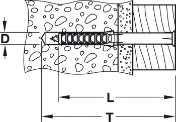 Universal long-shaft wall plug, fischer SXR, plastic