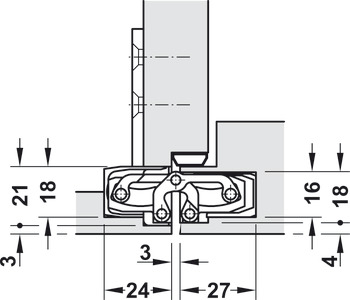 Door hinge, Simonswerk TECTUS TE 240 3D N, concealed, for flush doors up to 60 kg