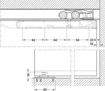 Sliding door fitting, HAWA Porta 60/100 HM/HMD, set without running track