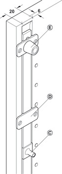 Bar guide, For central locking rotary lock with locking bar, open type