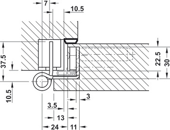 Architectural door hinge, Startec DHX 2160/18 FD, for rebated soundproof doors up to 200 kg