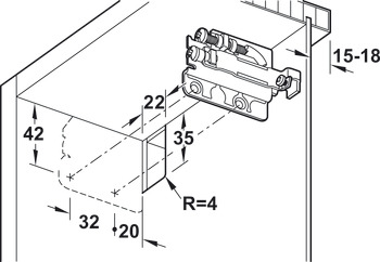 Cabinet hanger, Wall unit, for press fitting or screw fixing