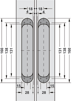 Door hinge, Startec H12 L, concealed, for flush interior doors up to 80 kg