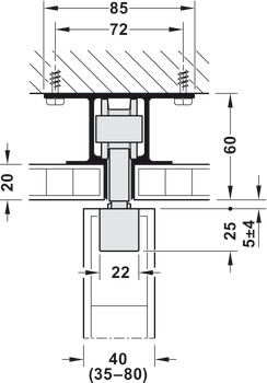 Sliding door fitting, HAWA Junior 80 B, set