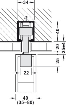 Sliding door fitting, HAWA Junior 80 B, set