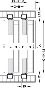 Sliding door fitting, Häfele Slido F-Line18 50A, set without tracks