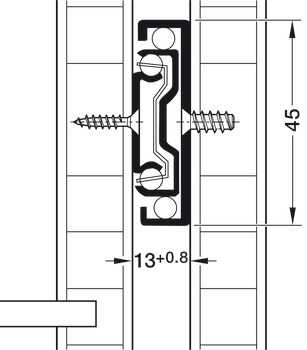 Ball bearing runners, Häfele Matrix Runner BB S, full extension, load bearing capacity up to 30 kg, steel, side mounted