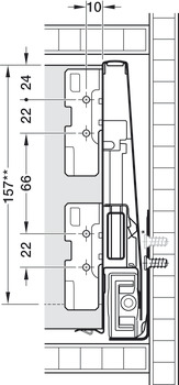 Drawer side runner system, Häfele Matrix Box P35, drawer side height 180 mm