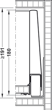 Drawer side runner system, Häfele Matrix Box P35, drawer side height 180 mm