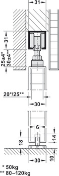 Sliding door fitting, 50A / 80A / 120A