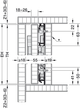 Fitting Set for Pivoting Cabinet Doors, Hawa-Concepta III 25/35 Push