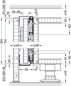 Fitting Set for Pivoting Cabinet Doors, Hawa-Concepta III 25/35 Push