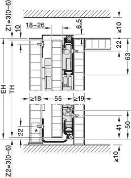 Fitting Set for Pivoting Cabinet Doors, Hawa-Concepta III 25/35 Push