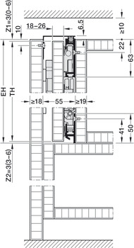 Fitting Set for Pivoting Cabinet Doors, Hawa-Concepta III 25/35 Push