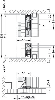 Fitting Set for Pivoting Cabinet Doors, Hawa-Concepta III 25/35 Push