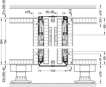 Fitting Set for Pivoting Cabinet Doors, Hawa-Concepta III 25/35 Push