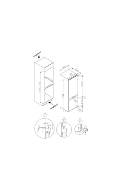 Built-in fridge/freezer combination, Dim. (W x H): 540 x 1,780 mm, connected appliance door