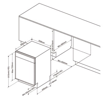 Built-in dishwasher, fully integrated, for cabinet width: 600 mm, 16 standard place settings