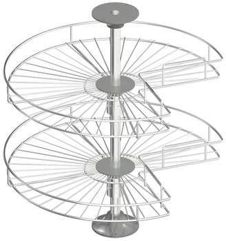 Three quarter circle carousel fitting, Häfele, for corner cabinets, with baskets/shelves