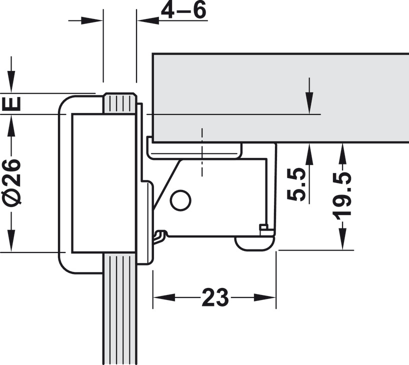 Bisagra de brazo corto, para puertas abatibles finas a partir de 12 mm de  grosor de puerta - en la tienda de Häfele en España